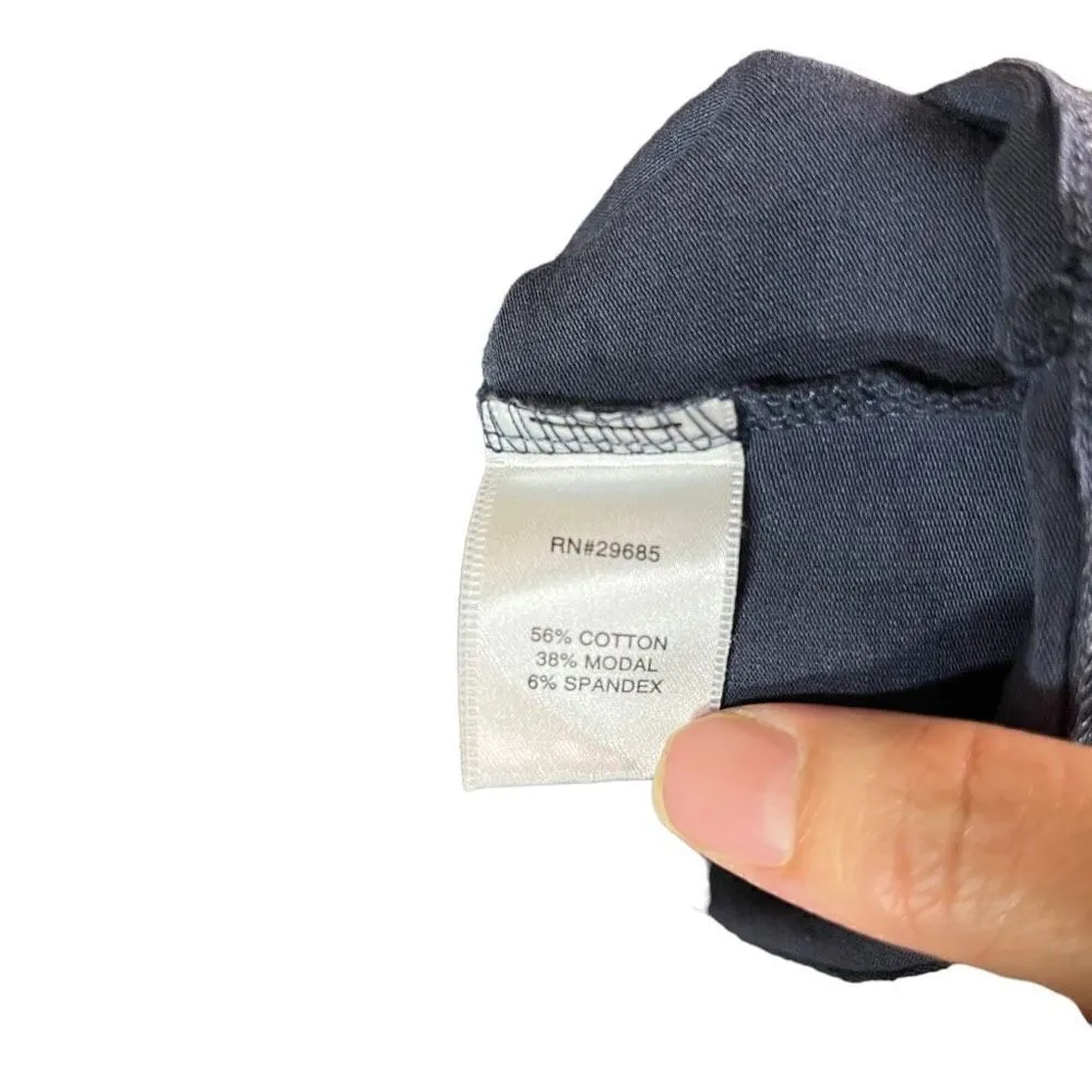 Pendleton Ruched Front Blue Black Flower Print Dress Size Large Petite - Image 8