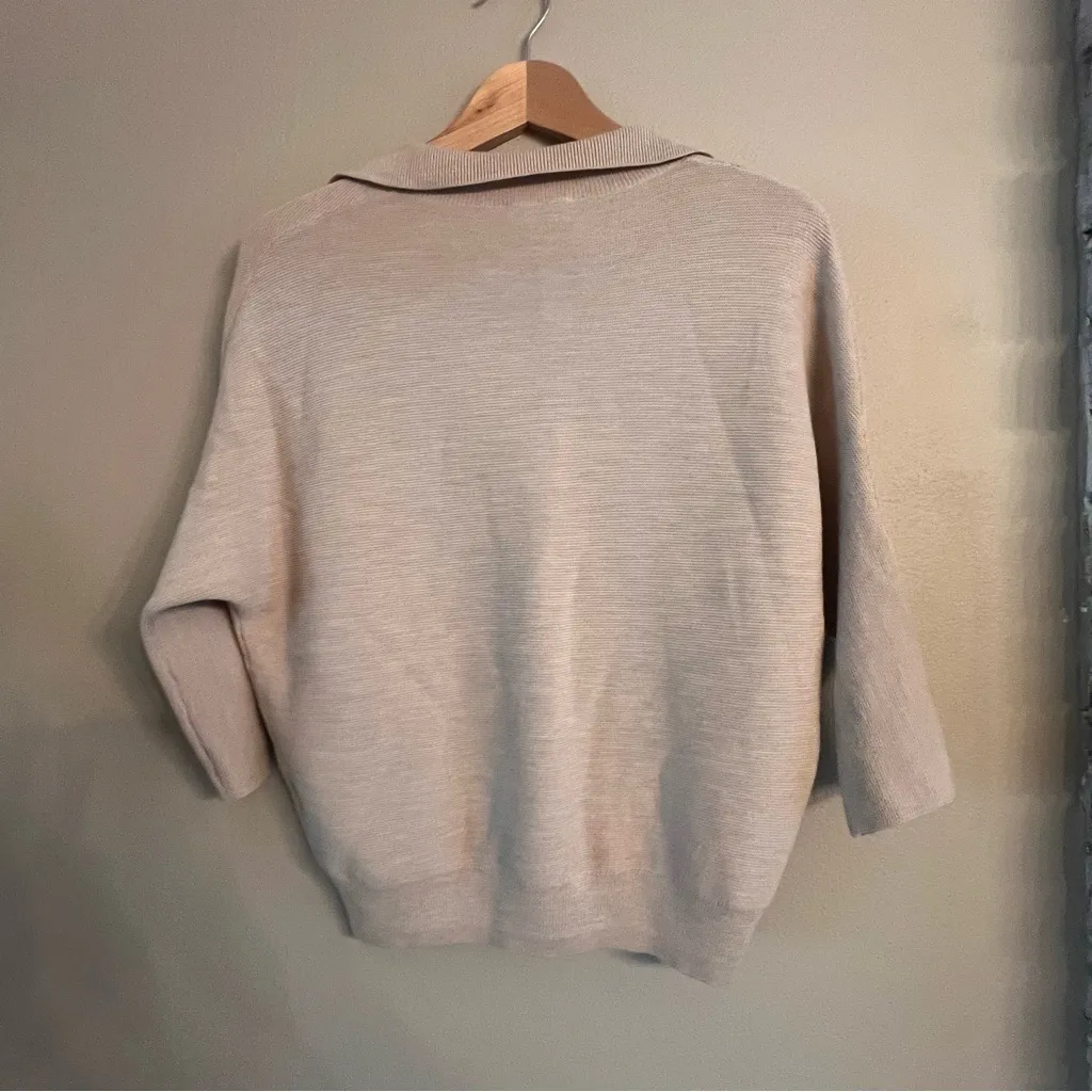 THE RESET‎ Boyfriend Collared Sweater Tan Size XS - Image 7