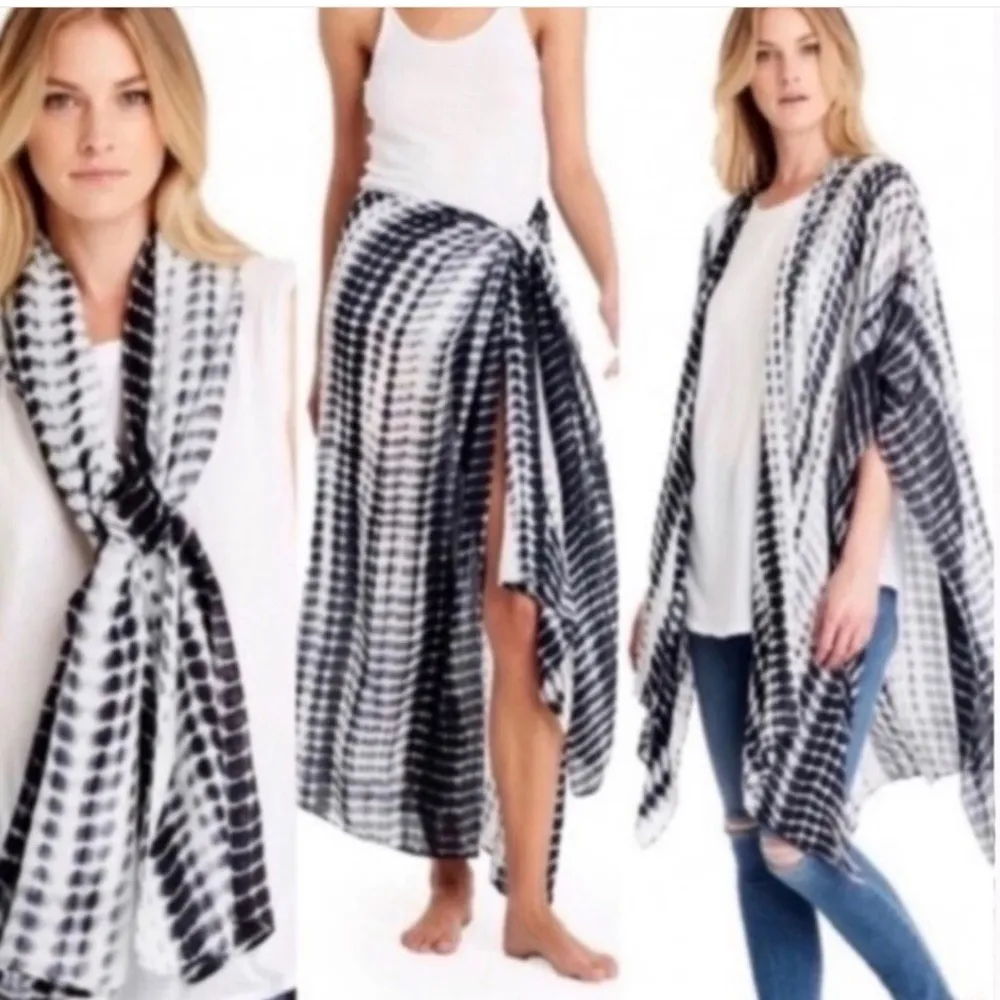 Michael Stars ALLIGATOR Tie Dye Print Convertible Ruana Scarf One‎ Size Cover Up - Image 2