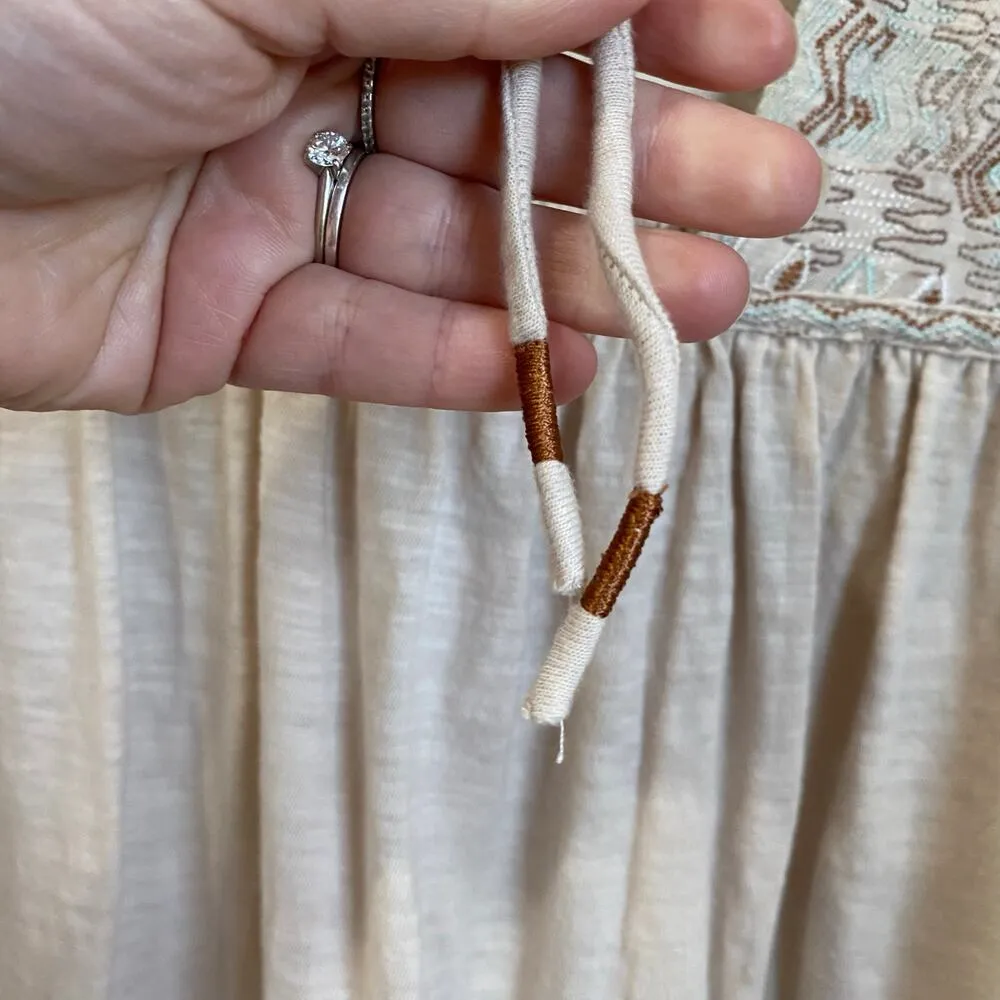 Free People Much Love Embroidered Beige Tunic Mini Dress Size Small - Image 8