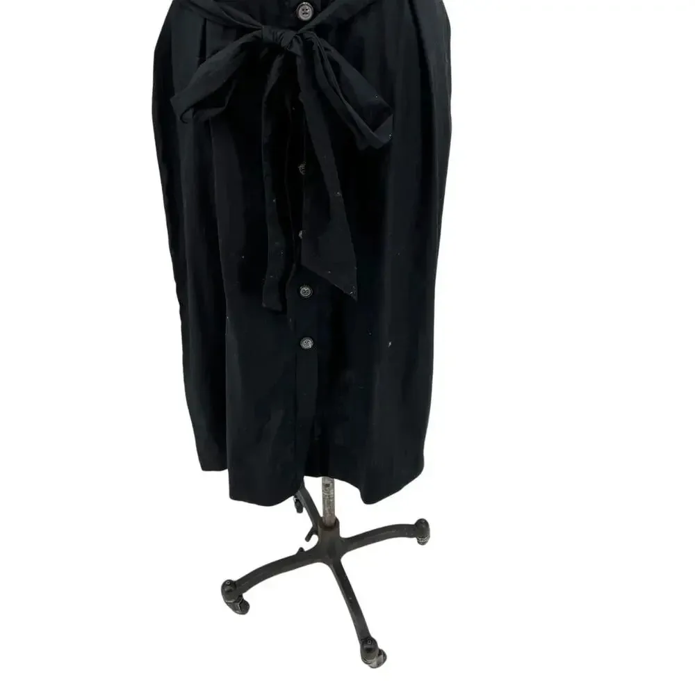 J. Crew Cottage Dress in Black Square Neck‎ Puff Sleeve Button Front Size XL - Image 6