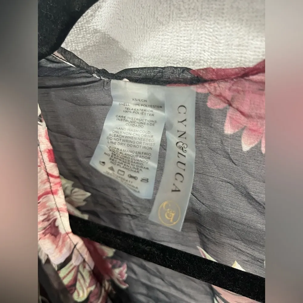 CYN & LUCA Polyester Sheer Lightweight Komono Beach Cover Up Floral Size XS - Image 5