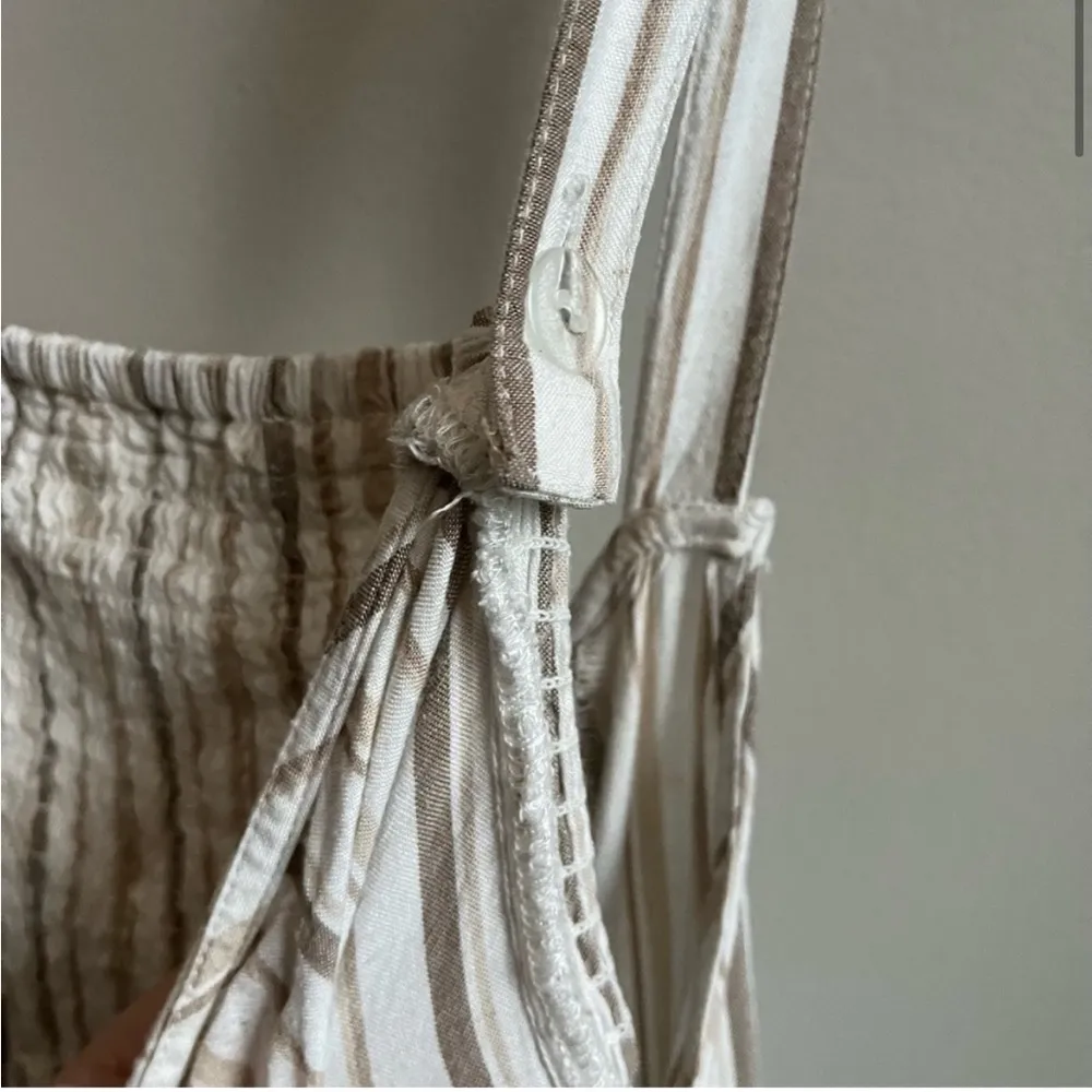 a.n.a. Rayon & Linen Blend Dress with Pockets Cream with Brown Stripes 2X - Image 3