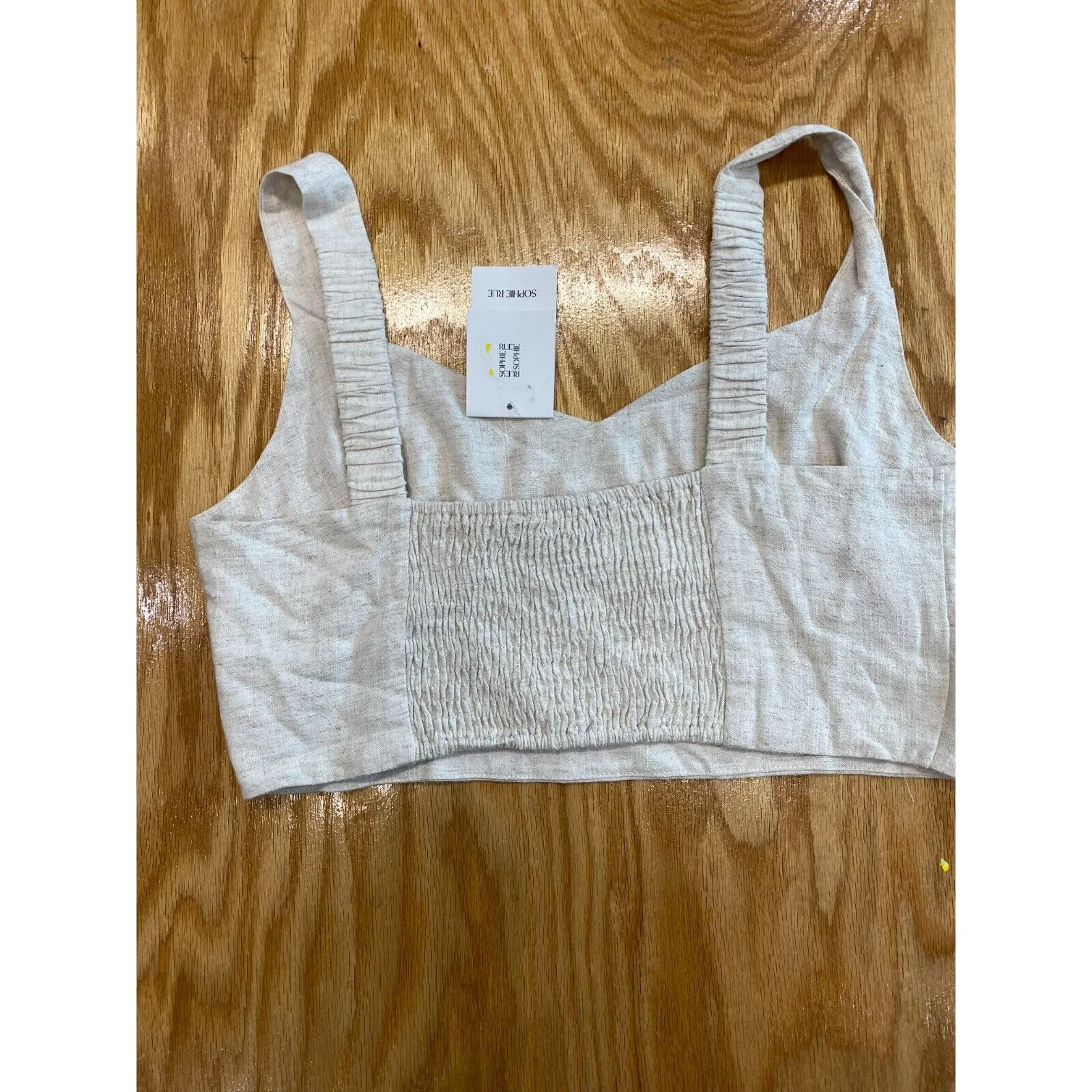 Sophie Rue Cropped Tank Top Womens Large Gray Sleeveless Wide Strap Preppy B62 - Image 3