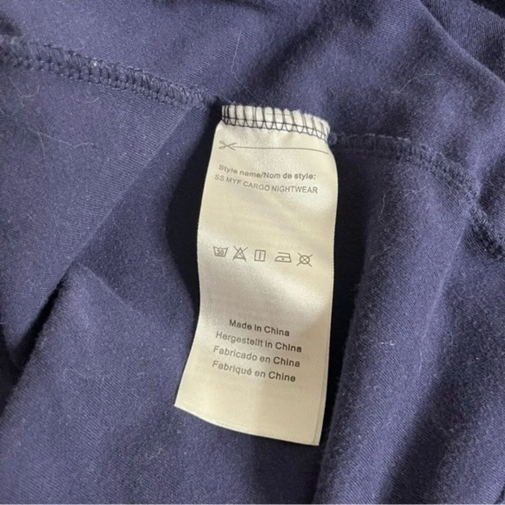 ROBE Blue Cotton Self Tie Belt Closure White Piping Patch Pockets Size XL 12-16 - Image 7