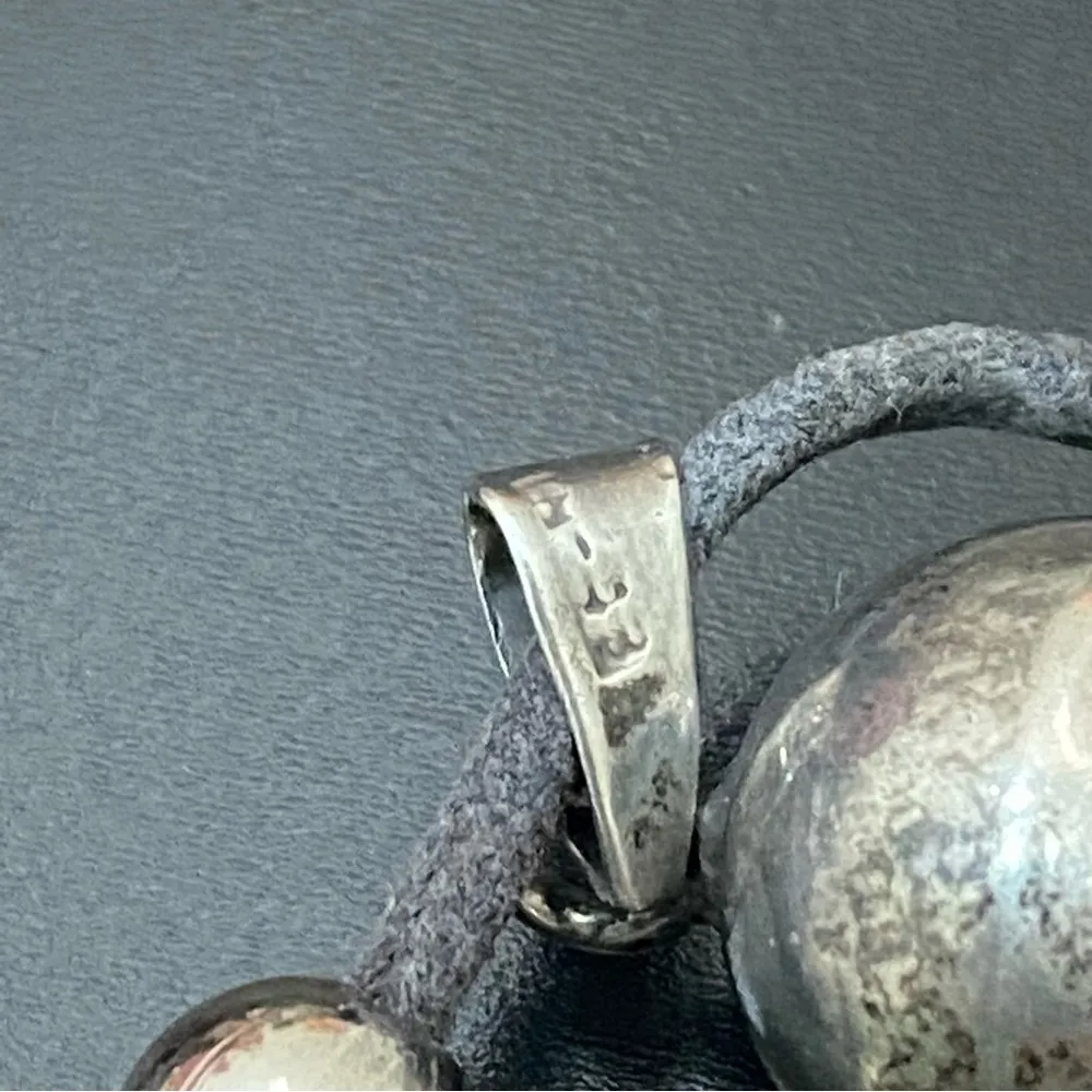 Vintage Mexican Sterling Silver Bell/Chime Ball Pendant Black Cord Necklace 13g - Image 13