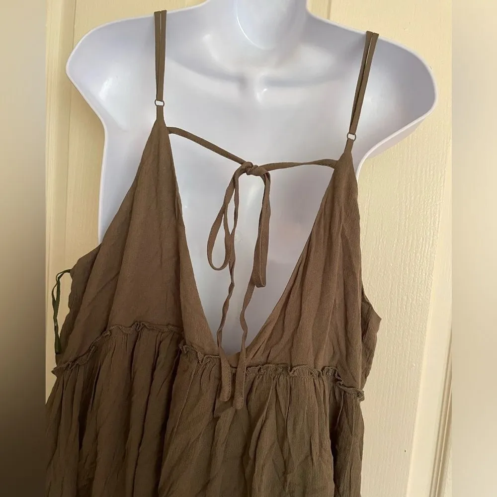 WISHLIST WOMEN'S TIE BACK TIERED DRESS green olive - Image 6