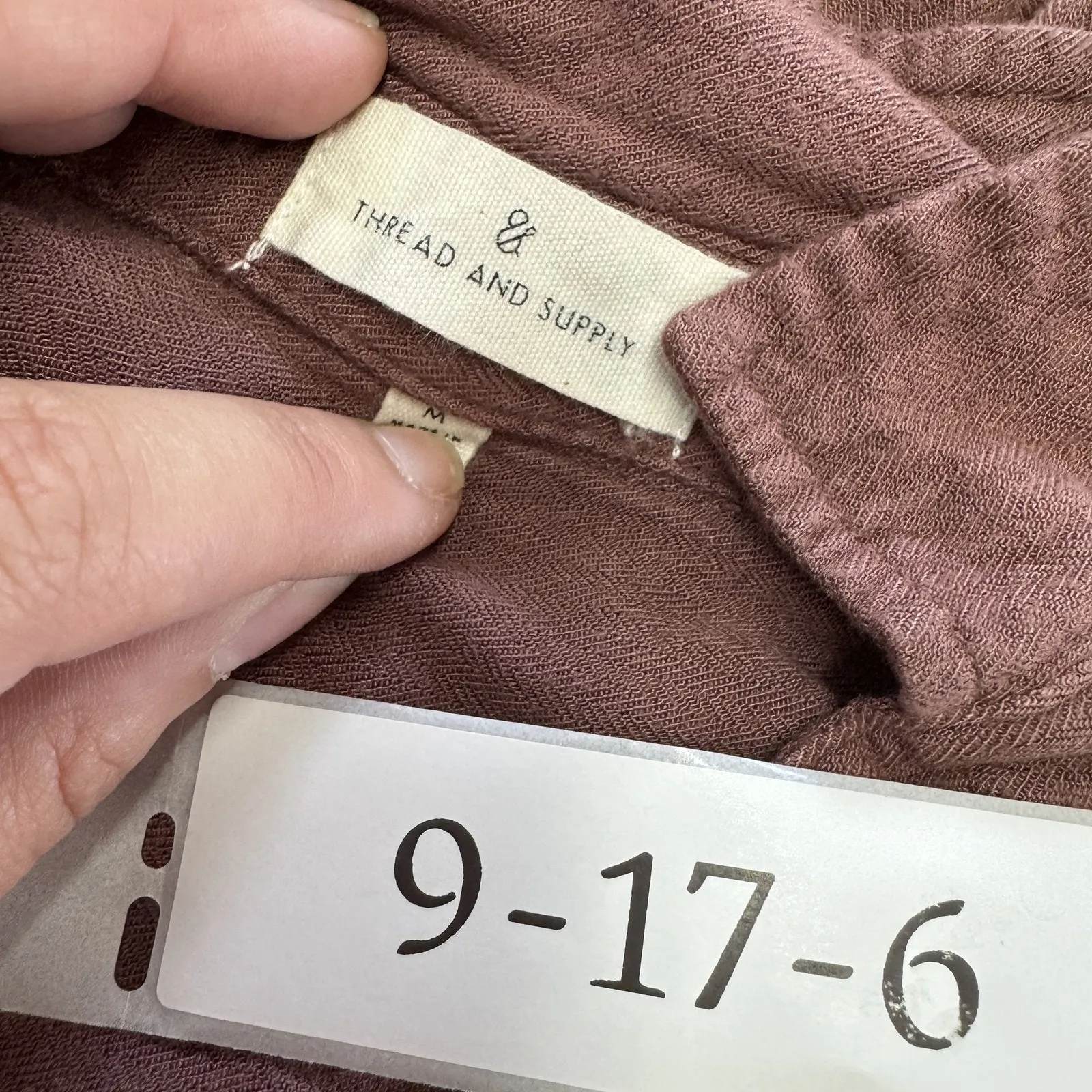 Thread and Supply‎ Shirt Womens Medium Red Orange Button Up Collared Casual Top - Image 3