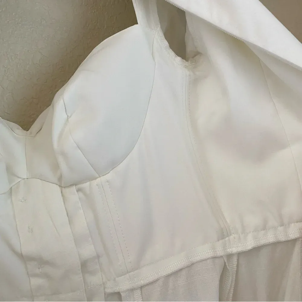 House of CB 'Ellery' Linen Puff Sleeve Sundress midi white‎ NWOT M - Image 13