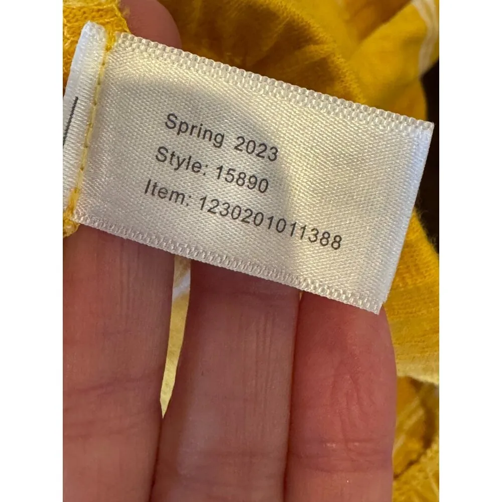 Marine Layer Shirt Women XL Yellow White Striped Short Sleeve Blaine‎ Cinch Tee - Image 10