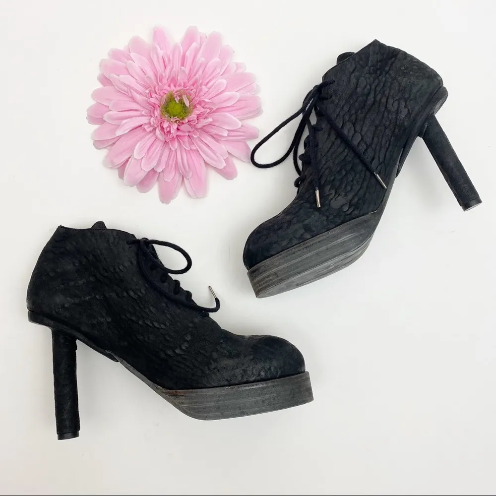 Goran Horal Leather Lace Up Platform Lagenlook Stiletto Ankle Booties Oxfords Black Size 9 - Image 6