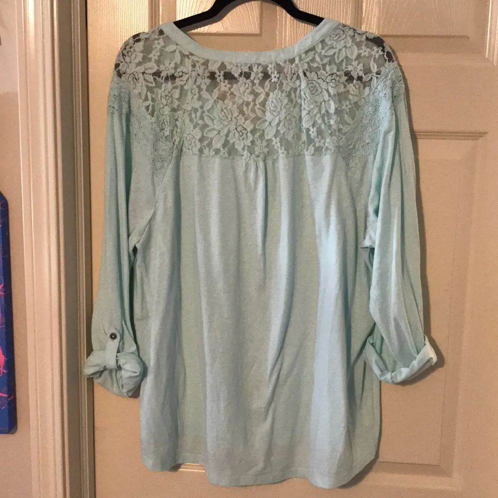 Flowy teal shirt with lace size 2X - Image 5