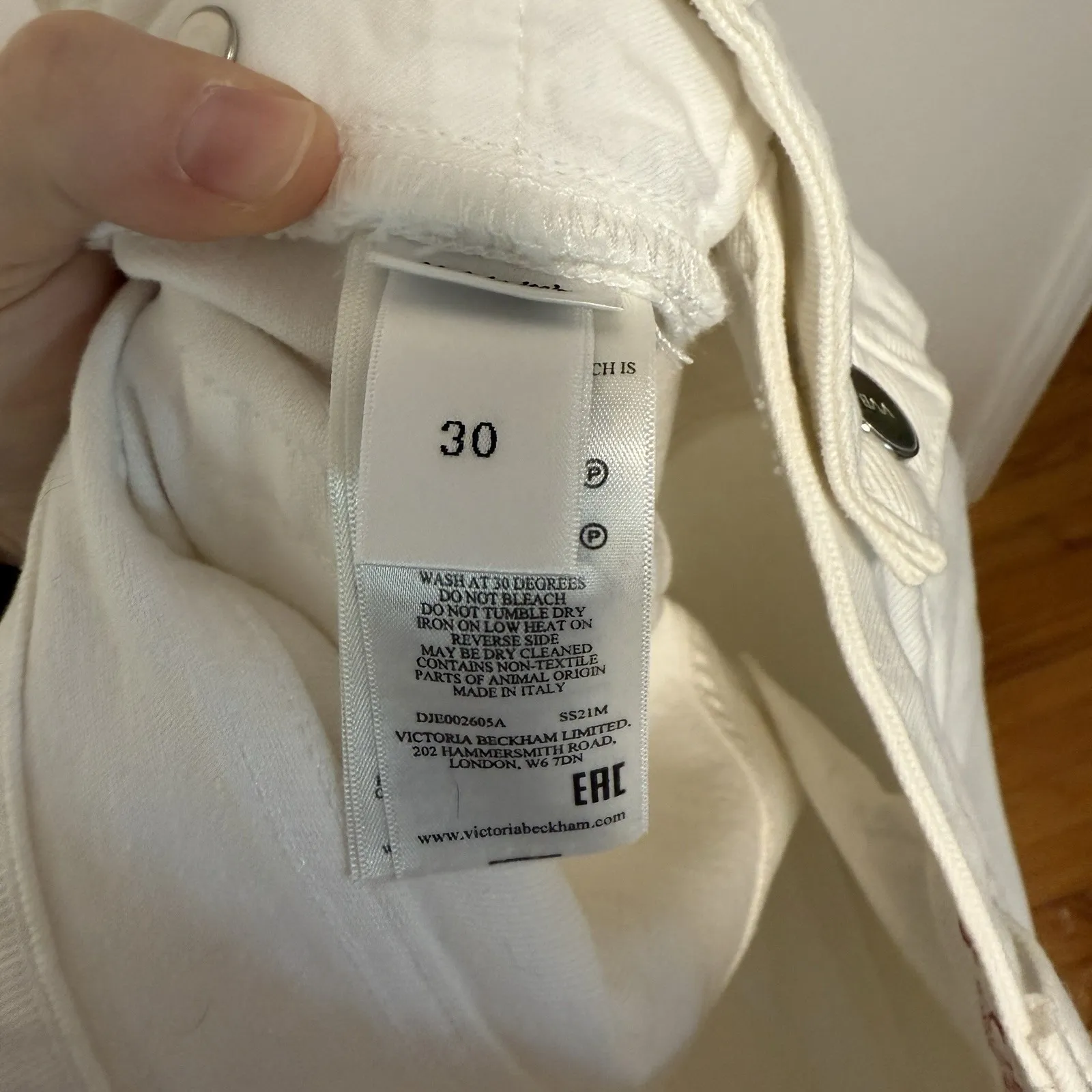 Victoria Beckham Portland‎ Mid Rise Wide Leg White Jeans Size 30 - Image 11