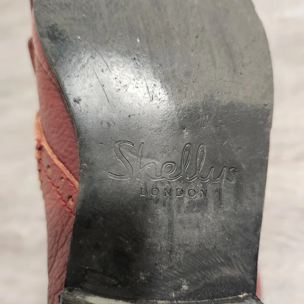 Shellys London Red Leather Fringed Booties Size 5 - Image 6