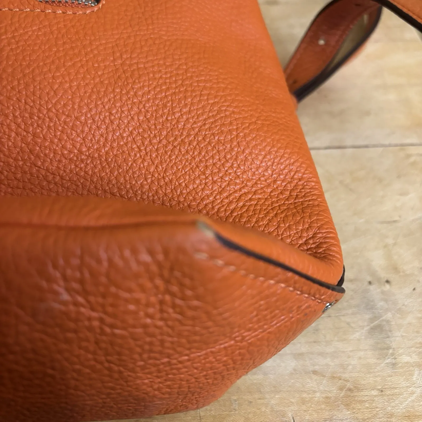 Coach Abby Duffle Tangerine Pebbled Leather Convertible Shoulder‎ Bag Purse Tote - Image 12