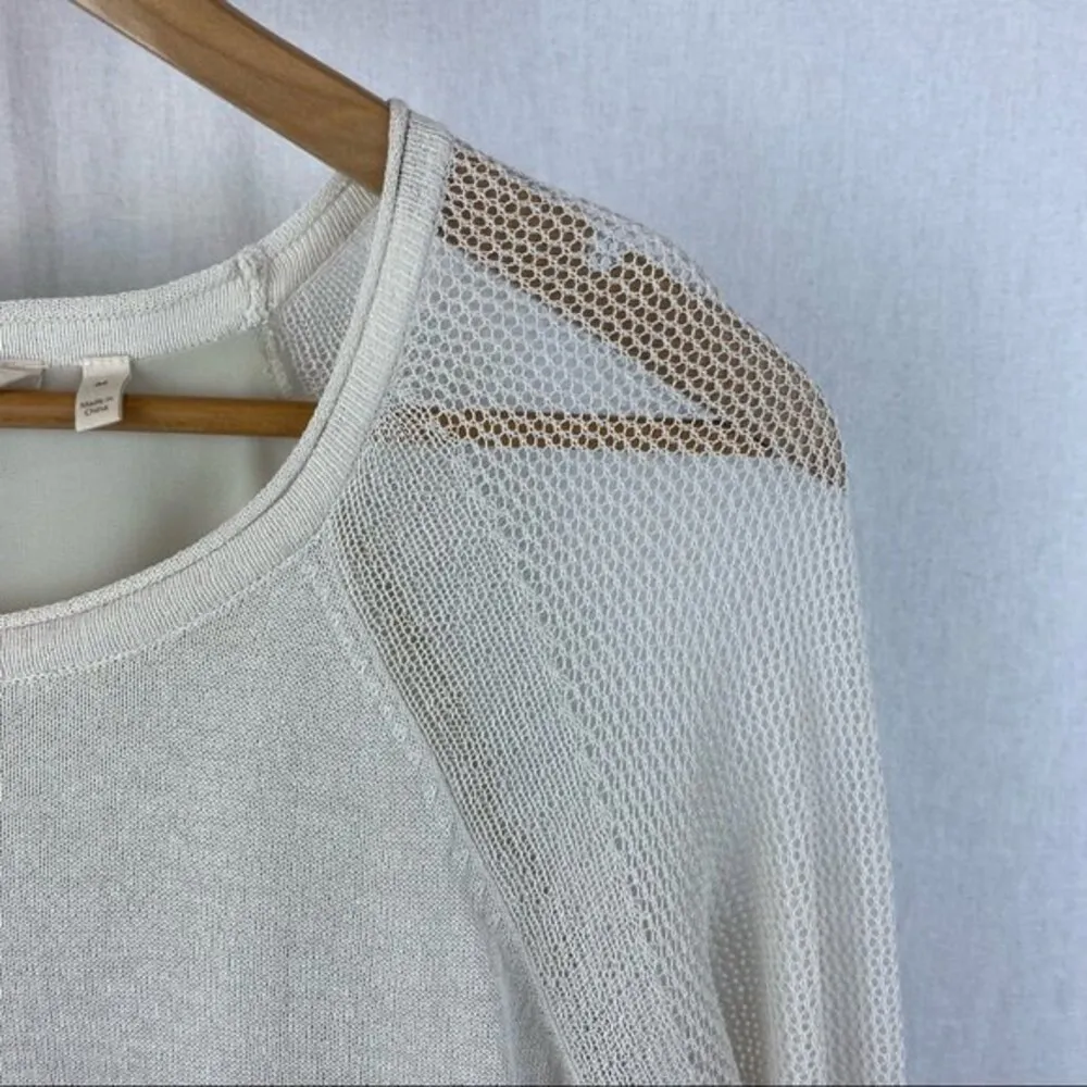 Soft Surroundings Ivory sheer Long 3/4 Netted Sleeve Tunic Top M - Image 5