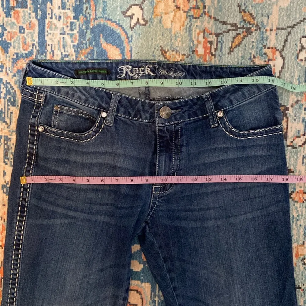 Wrangler Rock 47 Ultra Low Rise Jeans Size Rhinestone Rodeo Western Cowgirl Sz8 - Image 13