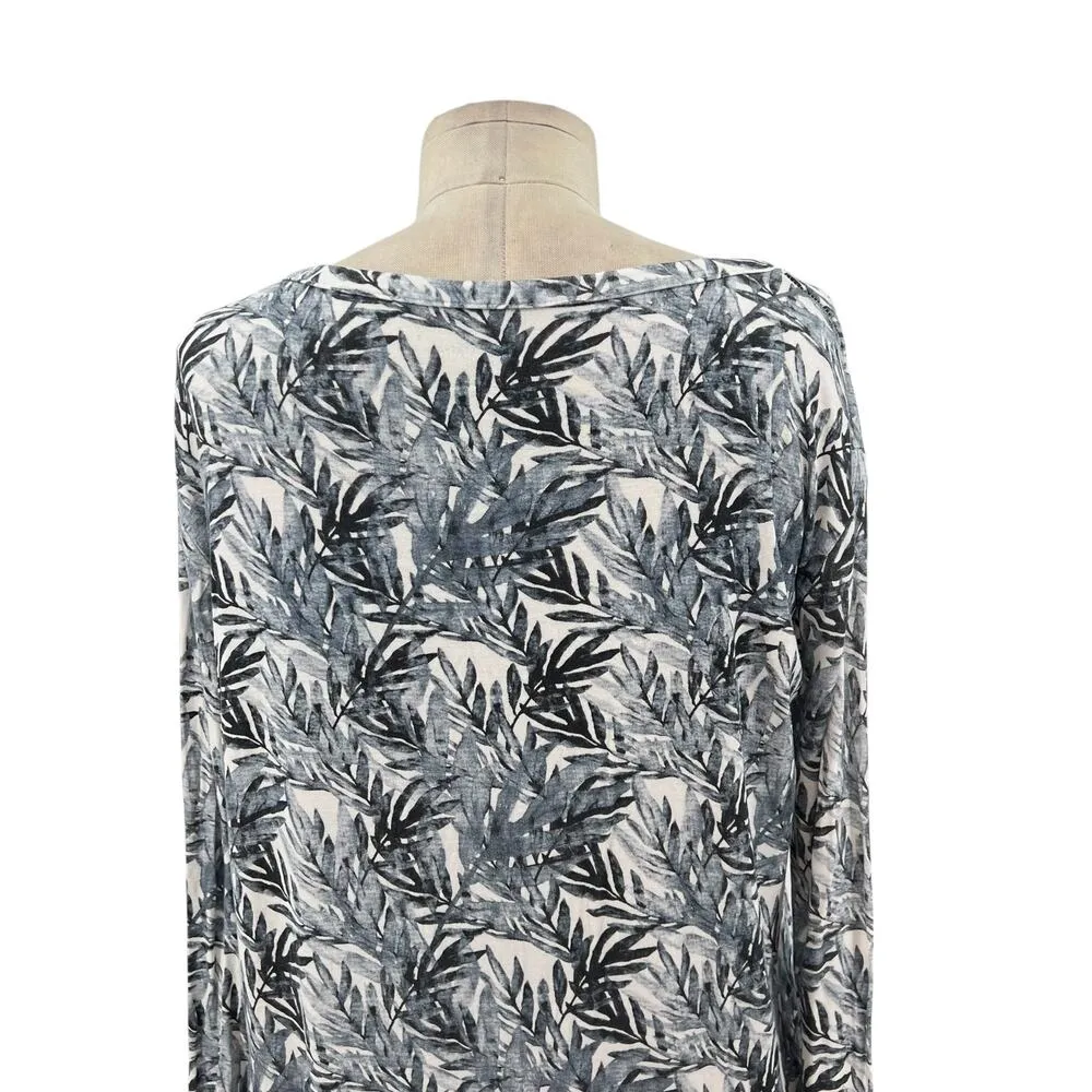 Posh Peanut Henley Button Stretch Maxi Dress Jared Blue Leaf Print Size Small‎ - Image 9