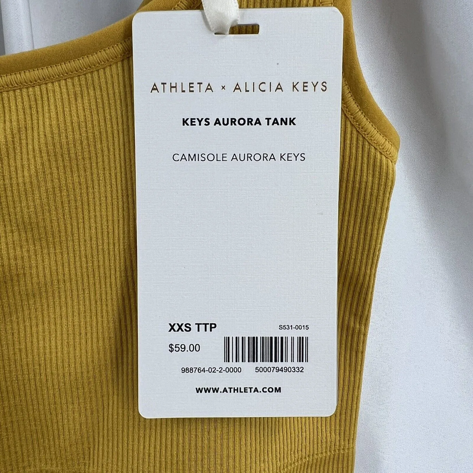 Athleta Alicia Keys Aurora Cropped‎ Tank Yellow XXS New - Image 4
