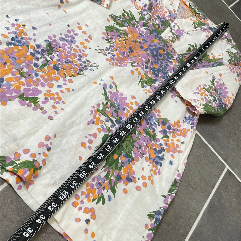 Boden Floral Linen Dress size 6 White - Image 5