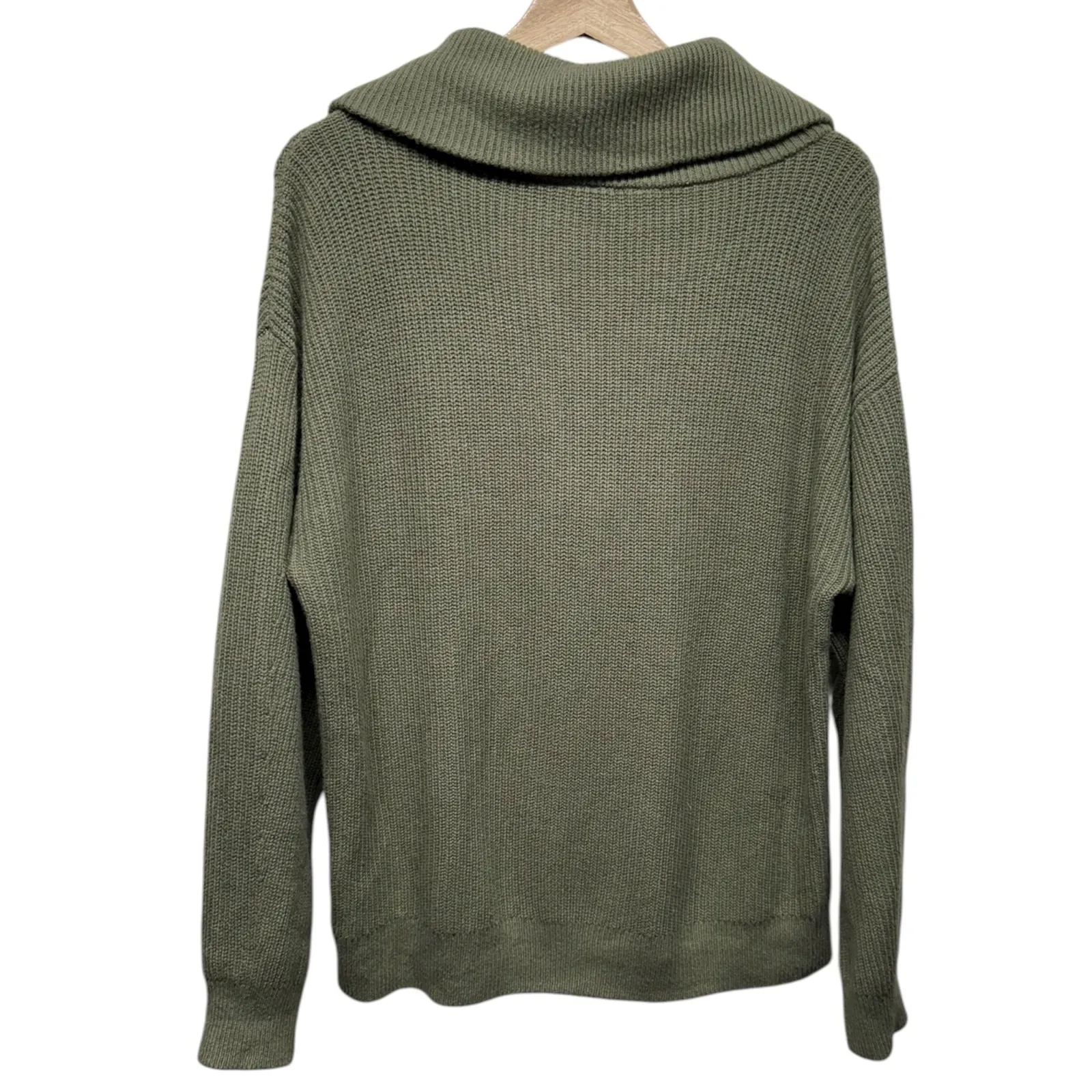 Talbots Womens Ribbed 1/2 Zip‎ Sweater Pullover Size XL Olive Green - Image 2