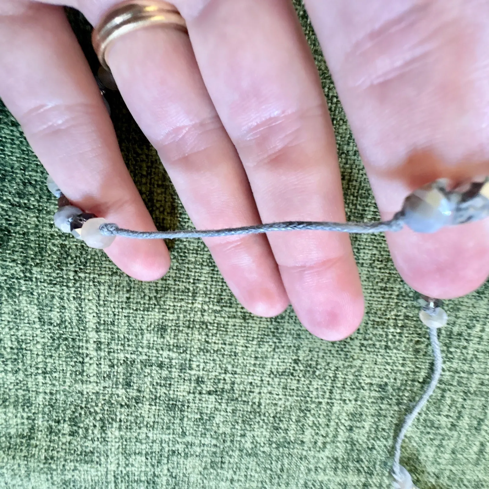 Marlyn Schiff Pearl Crystal Beaded Twine Rope Necklace Bracelet NEW Gray - Image 5