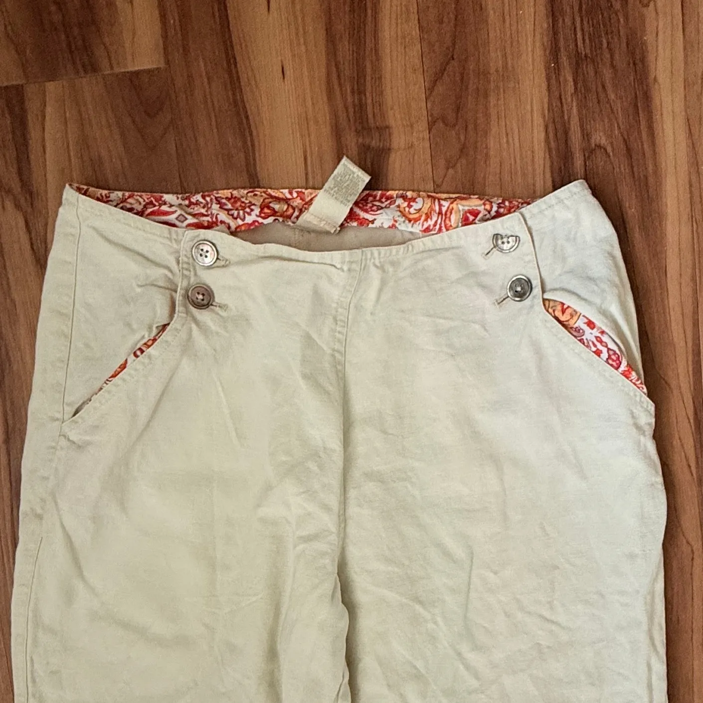 J.jill Wide Leg Cropped Pants Coastal Chic Sailor Style Button Detail Size 10P - Image 3