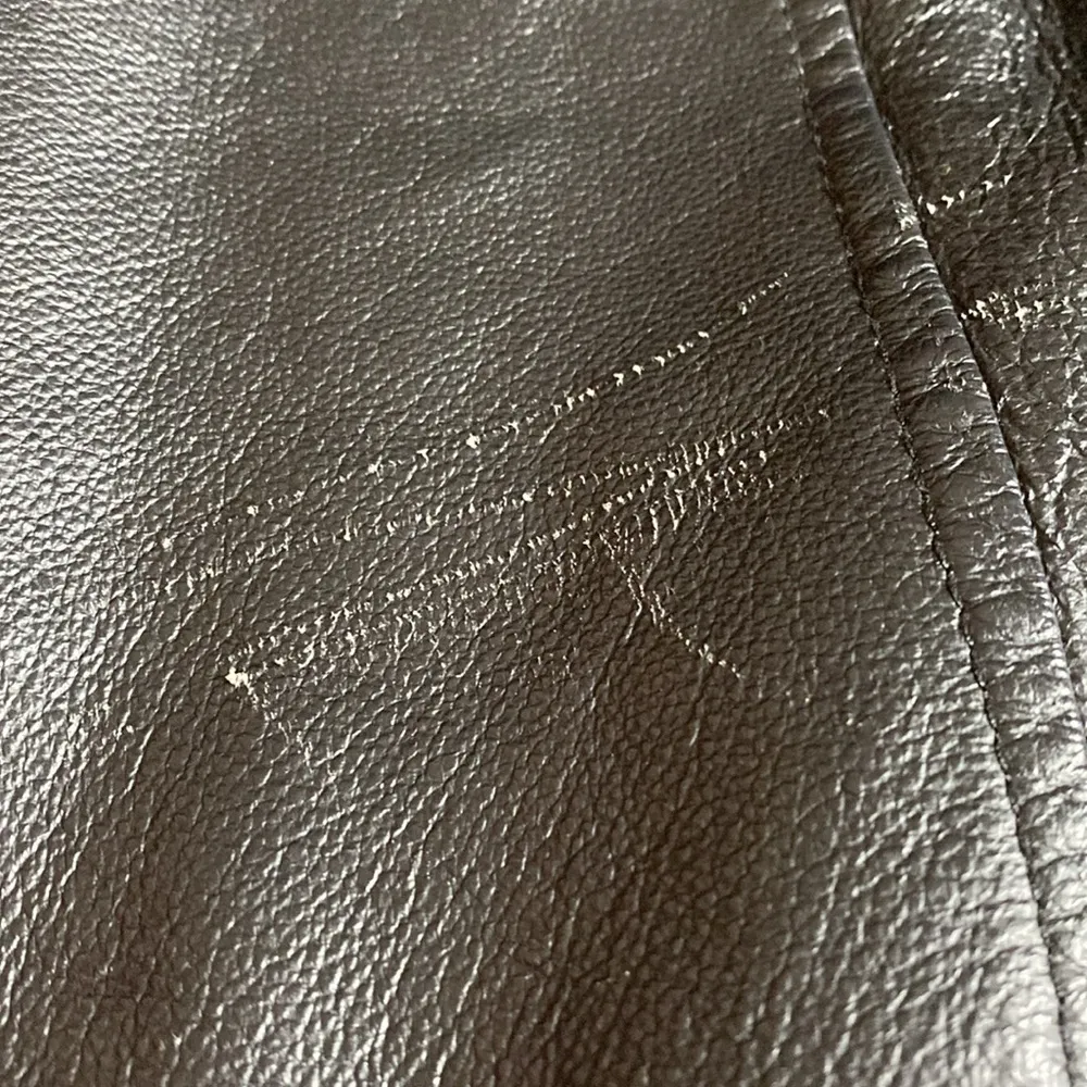 Massini Vtg Leather Jacket - L Hooded, Faux Fur Black Full Zip - Image 6