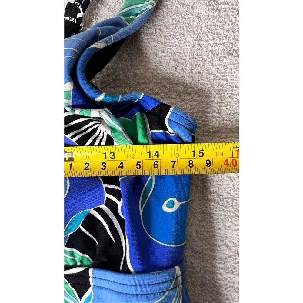Lands End Size 8 Blue Tropical Deco Floral Tankini Swim Suit Top - Image 6