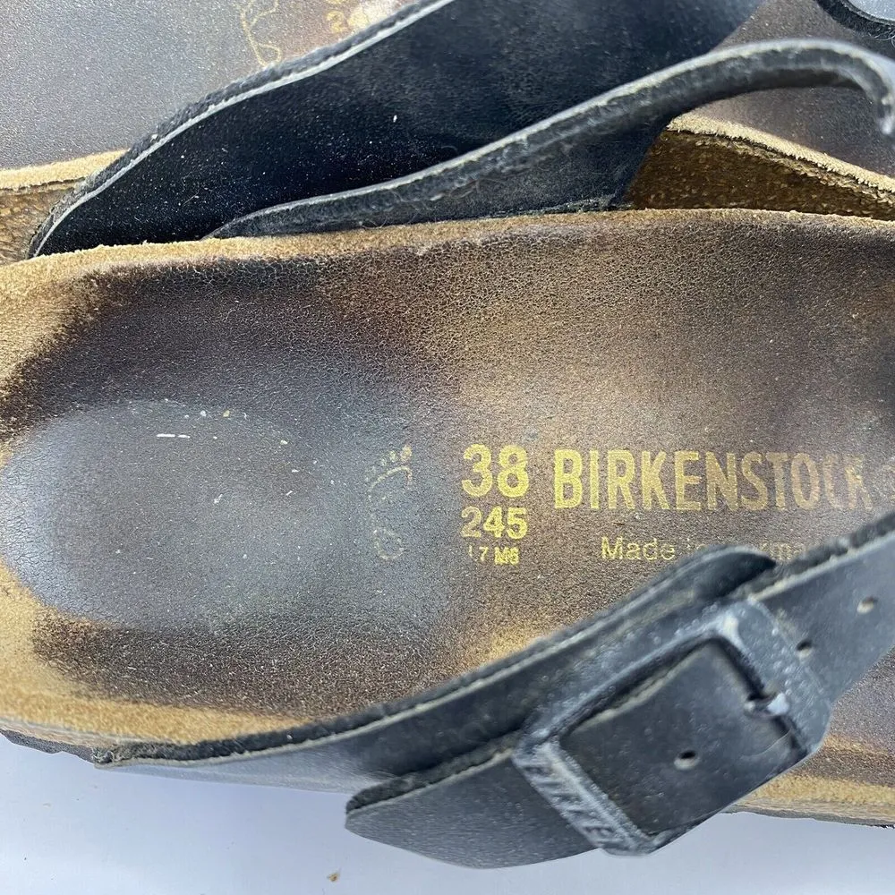 Birkenstock Mayari Birko Flor Black Leather Sandals Womens Sz EU 38 US W7 - flaw - Image 3