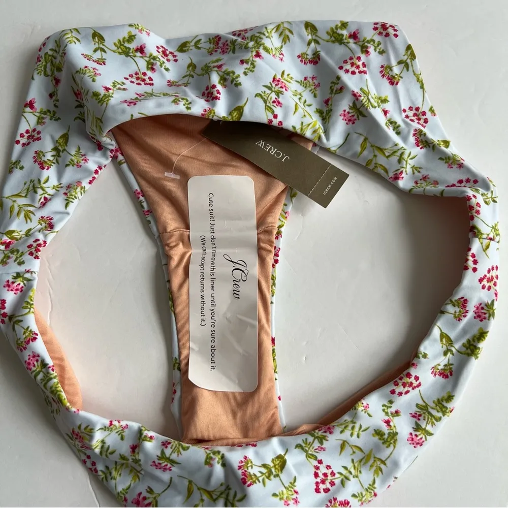 J. Crew Curved Waist Cheeky Bikini Bottom in Cloud Meadow Floral Size S New - Image 8