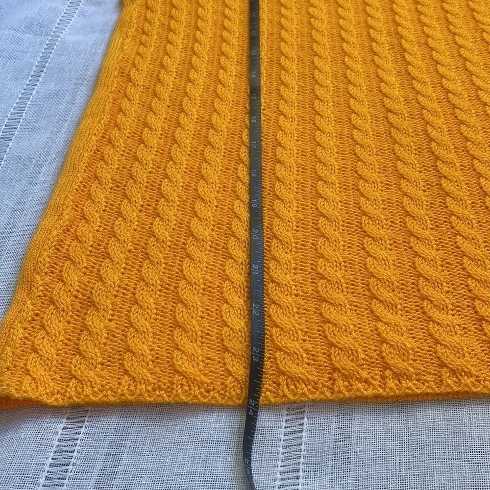 Vintage shirt sleeves marigold yellow crew neck sweater. Size M - Image 7