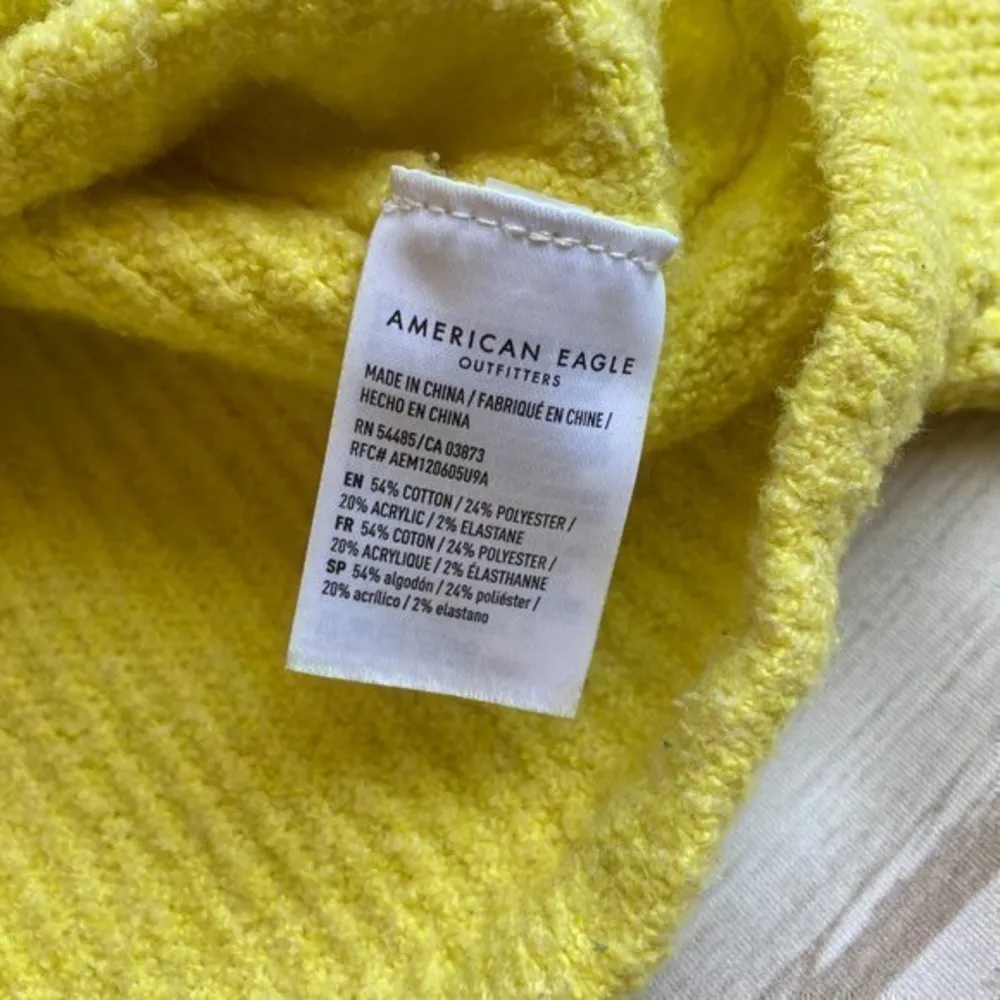 American Eagle Lemon Yellow Oversize Crop Hooded Sweater Size XS - Image 7