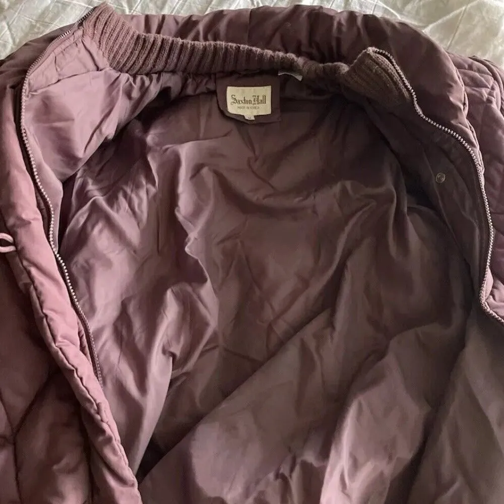 Vintage Saxton Hall Women’s Purple Quilted Warm Midi Jacket Puffy Coat Size M Size M - Image 16