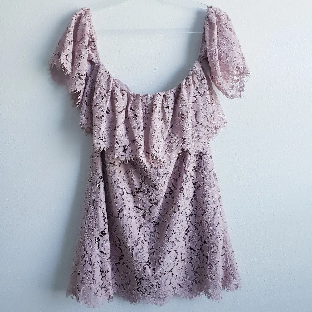 The Impeccable Pig Lace Off The Sholder Mini Dress - Image 6