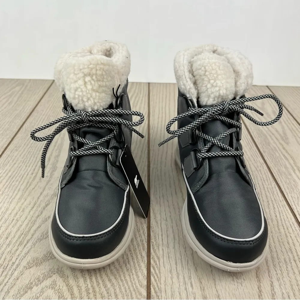 Sorel Explorer Carnival Waterproof Faux Fur Collar Boots US6 Quarry Grey $150 - Image 2