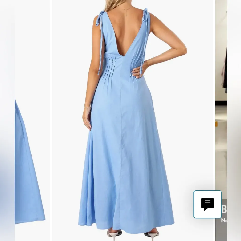 PETAL & PUP NWT $109 Lainey Tie Strap Cotton & Linen Maxi Dress S 4 6 - Image 3