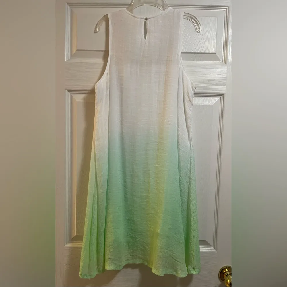 SAND & SPIRIT Women’s Crochet Cream, Off White and Green Ombre Design Dress Sz S - Image 5