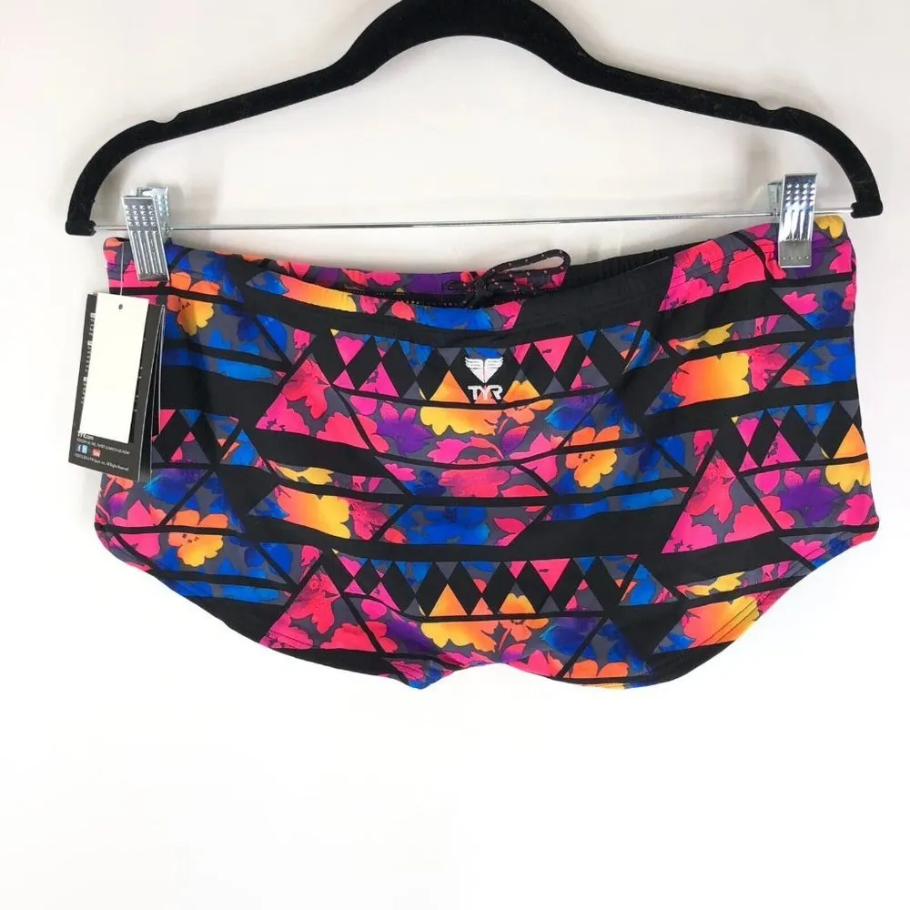 TYR Womens Santa Rosa Cheeky Shorts Bikini Swimwear Bottoms Pink Blue XL 14/16 - Image 2