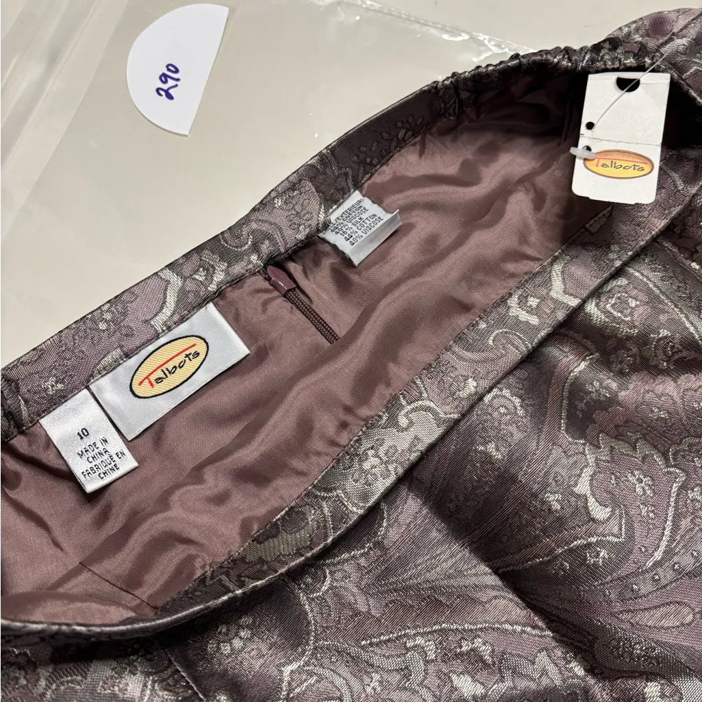 Talbots Vintage Silk Blend Jacquard Paisley Skirt Size 10 New Dead Stock Pink - Image 5