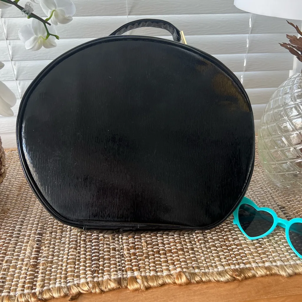Vintage Lancome makeup case black round 1950 Retro - Image 4