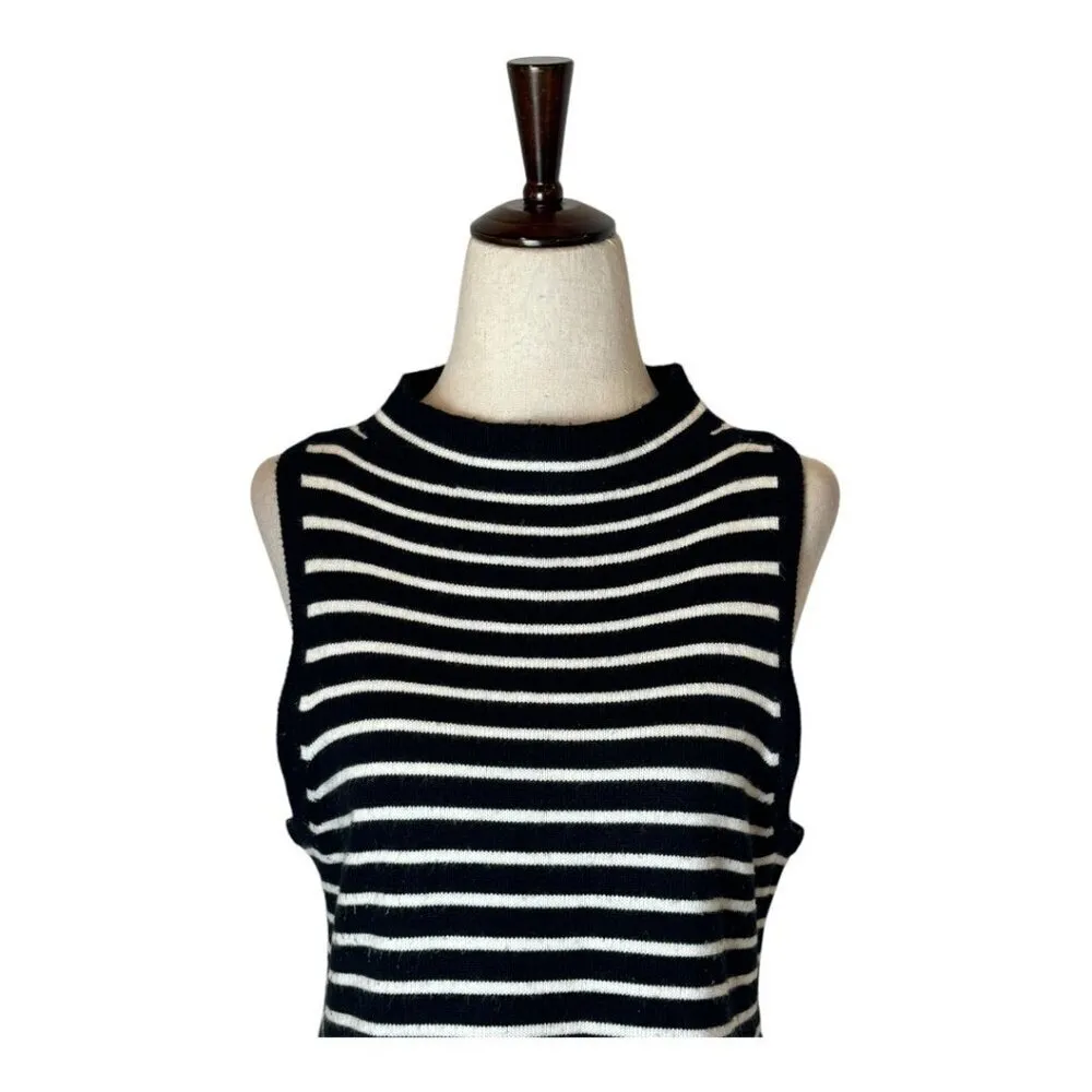 Cupcakes And Cashmere‎ Dress Women Medium Black White Striped Knit Piper Mini - Image 5