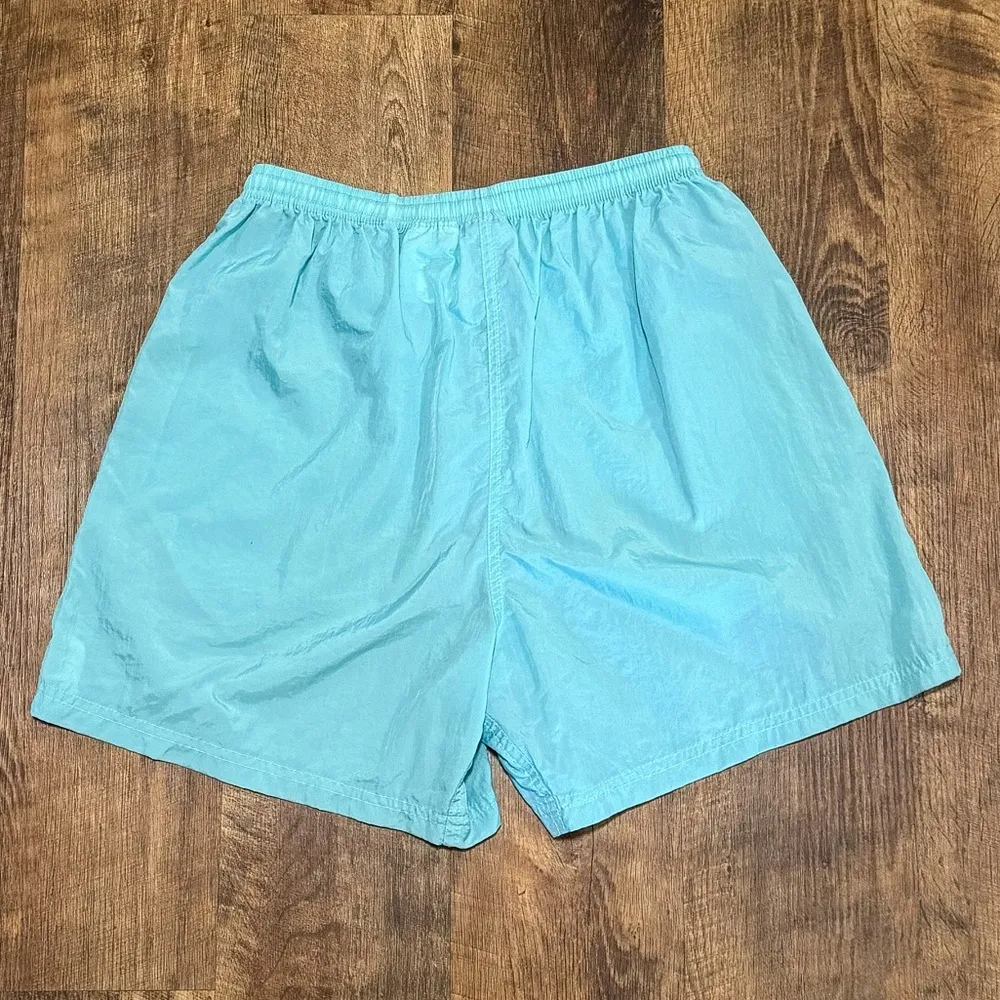 Y2K Nike Aqua Blue Athletic Nylon Shorts Sz Small - Image 2