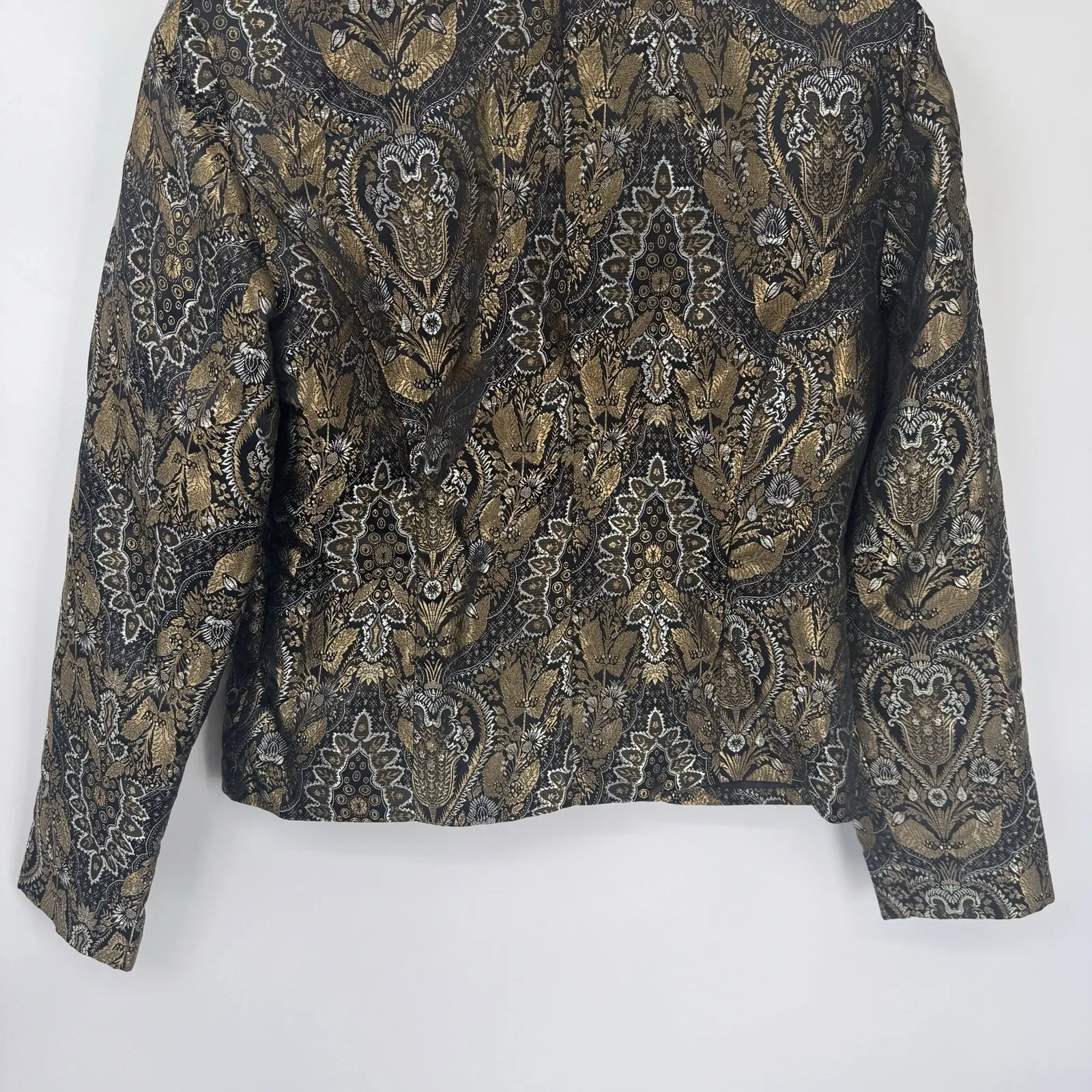 Vintage Dressbarn Asian Inspired Jacket Small Gold Black Forest Fairy - Image 8