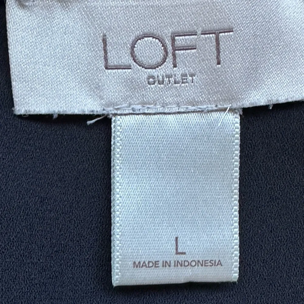 Loft Black Sheer Blouse Long Sleeves. Rolled Sleeve Tabs. Boat Neck Sz L. - Image 10