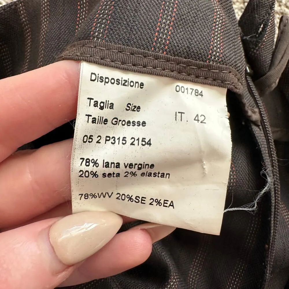 Piazza Sempione brown pinstripe wool/silk blend dress pants size 42 - Image 7