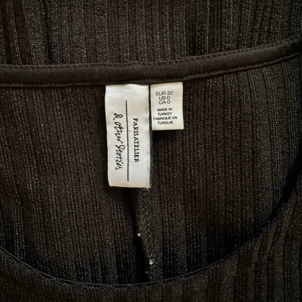 & Other Stories Womens size 0 Paris Atelier Ribbed Black Mini Dress Stretchy - Image 8