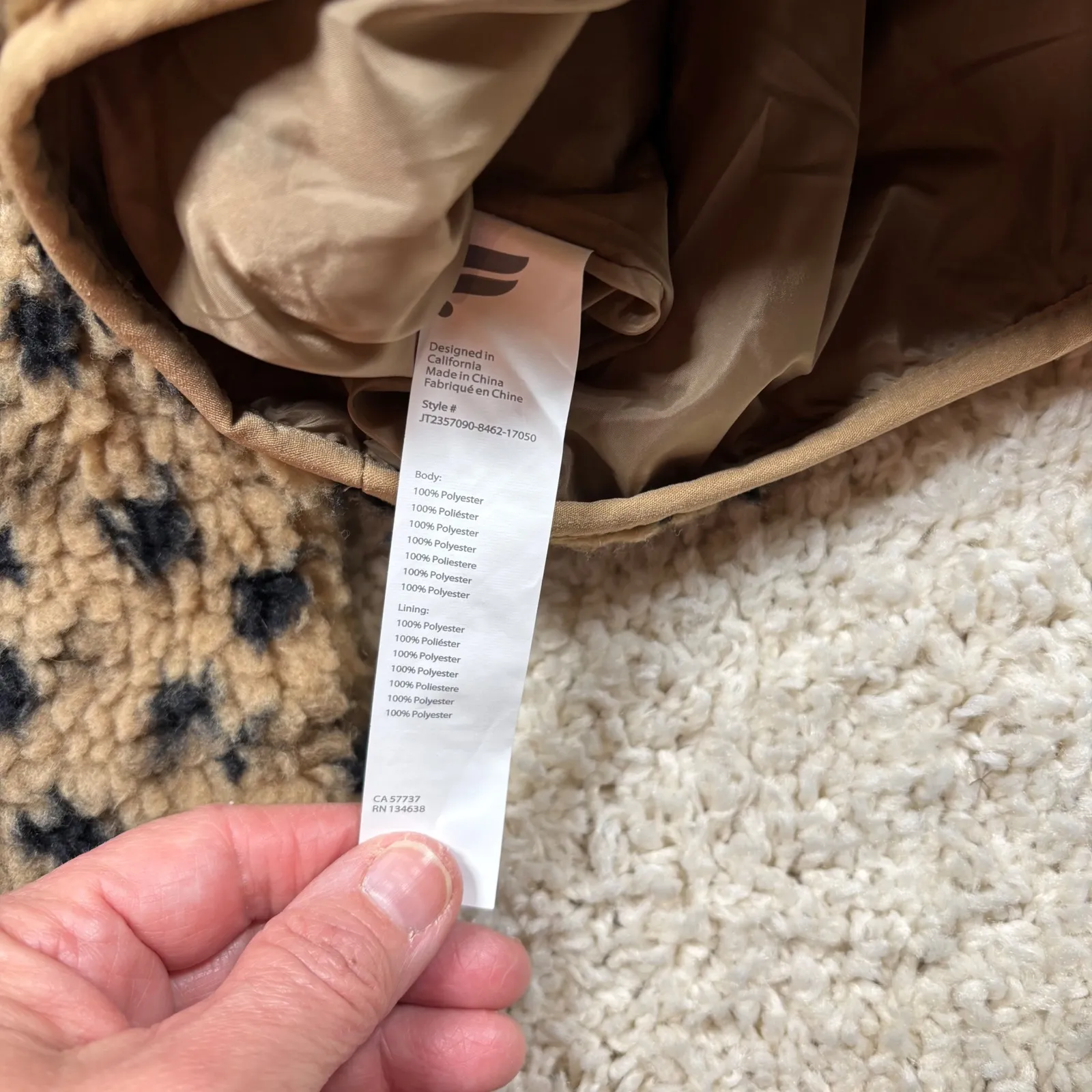 Fabletics Tahoe Teddy Jacket Leopard Print Fleece Snap Front Women's Size Large - Image 11