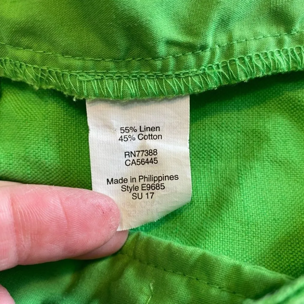 J. Crew Shorts 0 Green Linen Cotton 4" Scalloped Hem Pockets Summer Casual Women - Image 8