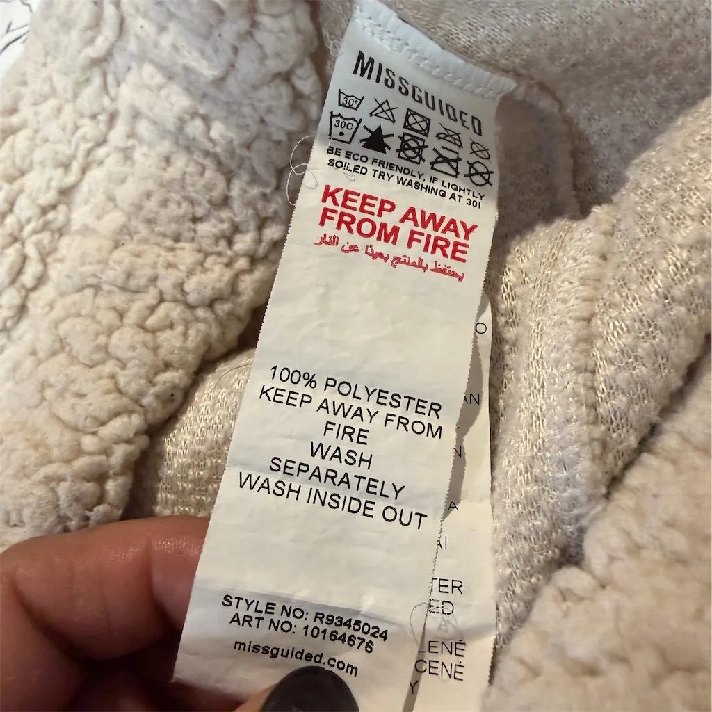 Missguided Women's Beige Teddy Sherpa Jogger Pants Size 2 Casual - Image 5